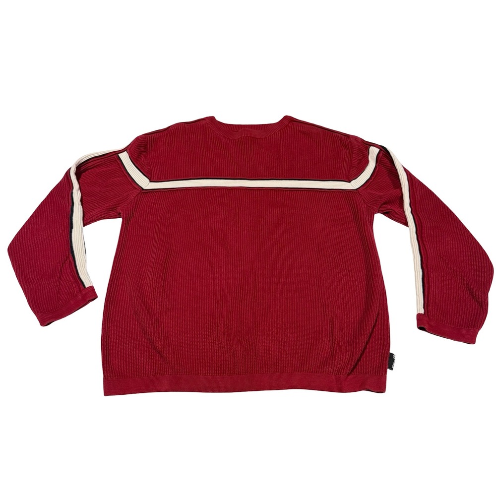 Y2K Transnine Vintage Red Ribbed‎ Knit Sweater Mens Large Racing Stripe Pullover